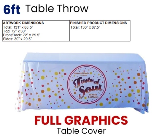 FIX0006 6ft Table Cover Throw – Full Graphics